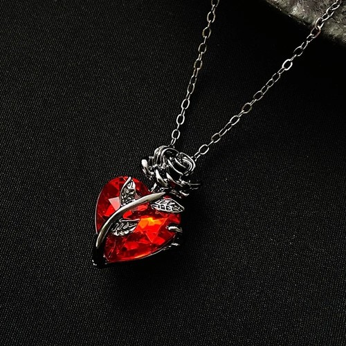 Rose heart pendant - heart, necklace